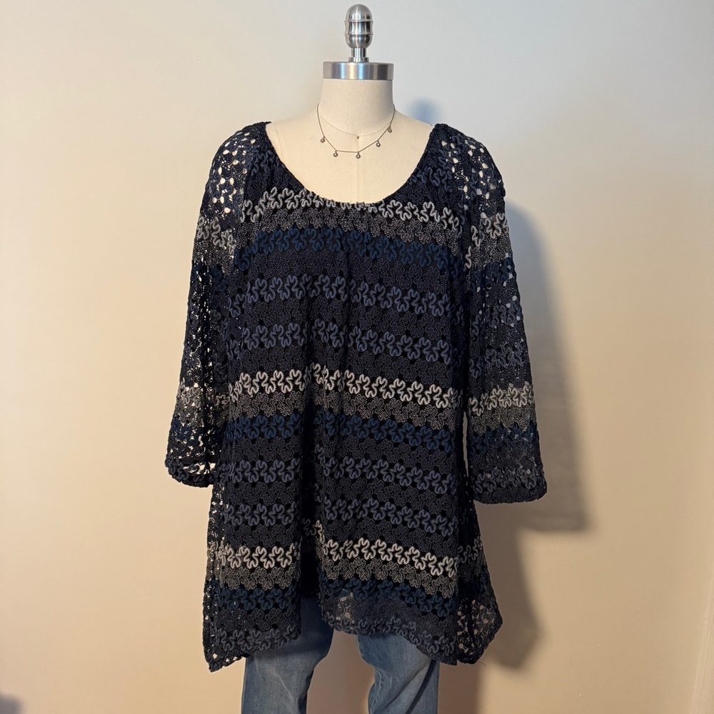 Kim Rodger’s Navy Blue Lave Overlay Blouse